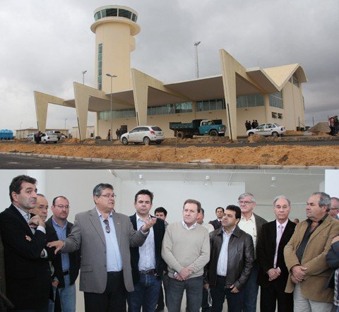 inauguracao-e-adiada-novamente-1 A visita do secretário de infraestrutura do estado, Valdir Cobalchini, ao Aeroporto Regional Sul, em Jaguaruna, na manhã de ontem, reuniu lideranças políticas e empresariais de Tubarão e Criciúma