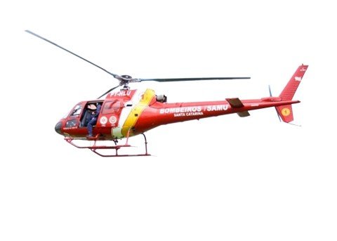 simulacao-chama-a-atencao-1 Helicóptero Arcanjo, de Florianópolis, também participou da simulação de resgate de vítimas, feita para marcar a celebração dos 14 anos de fundação da 3ª Companhia do Corpo de Bombeiros de Braço do Norte.