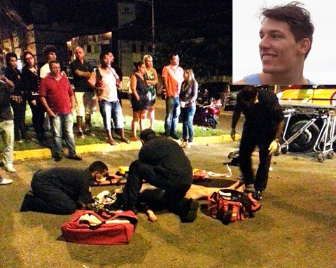 colisao-resulta-em-morte-de-motociclista-1 A caroneira da motocicleta, de 21 anos, não corre risco de morte. No detalhe, o motociclista Helisson Cecconi Matias, que não resistiu. Foto: Renata Herdt/Notisul Detalhe: Divulgação