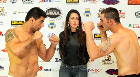 imbituba-fight-tera-duas-lutas-com-estrangeiros-1 Bugre (esquerda) passou dois meses treinando na Europa para defender o seu cinturão contra o russo Eduard Slotichynaia