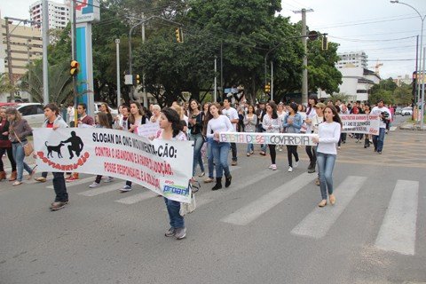 violencia-motiva-passeata-1 Abandonar ou maltratar animais é crime. A pena é de três meses a um ano de detenção. Foto: Silvana Lucas/Notisul.