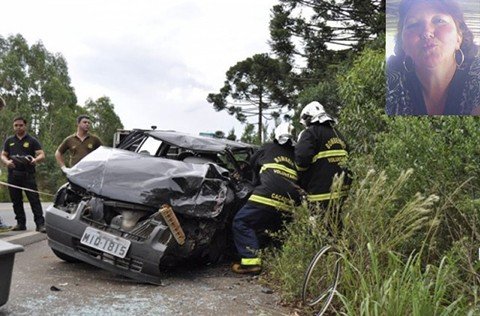 moradora-de-gravatal-morre-no-oeste-1 A Polícia Rodoviária Estadual suspeita que Cenira (em detalhe) possa ter dormido ou sofrido um mal súbito. Foto: Sul In Foco/Divulgação/Notisul