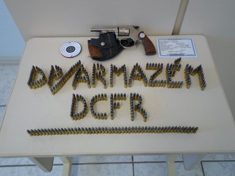 passaros-e-revolver-sao-apreendidos-1 Além da arma e dos pássaros, gaiolas e outros objetos também foram resgatados para investigação - Foto:Polícia Civil de Santa Catarina/Divulgação/Notisul