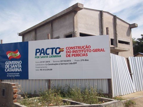 Está em construção o Núcleo Regional de Perícias do IGP, imóvel que irá reunir todos os demais setores  -   Foto: Silvana Lucas/Notisul