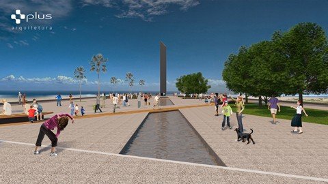 projeto-praca-das-aguas-e-apresentado-1 A praça estará situada entre o Chuveirão e a orla marítima - Foto:Reprodução/Notisul