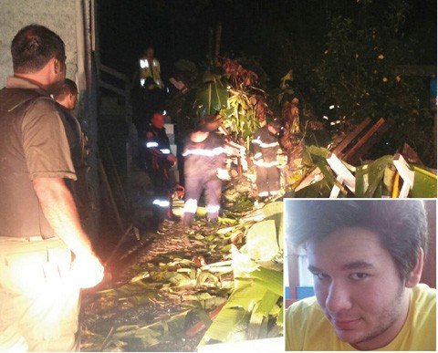O jovem (em detalhe) morreu após o desabamento de sua casa  - Foto:Ketully Beltrame/Sul in Foco/Divulgação/Notisul
