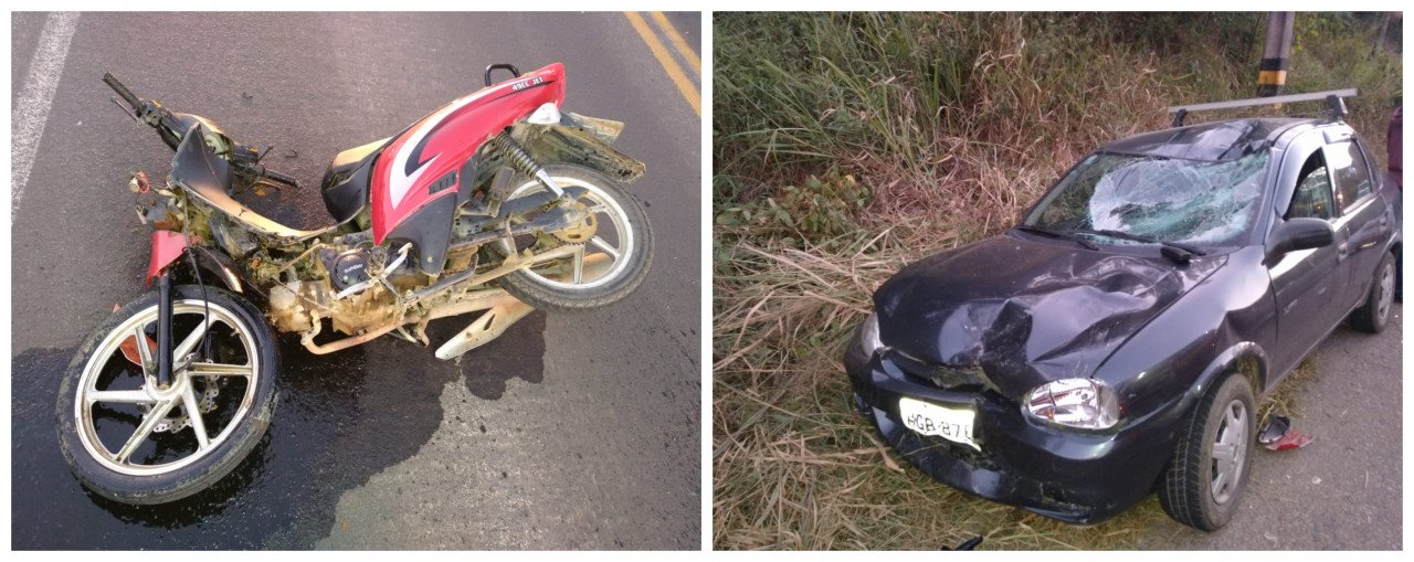 Motociclista de 51 anos fica gravemente ferida em colisão com carro, na SC 370 em Braço do Norte