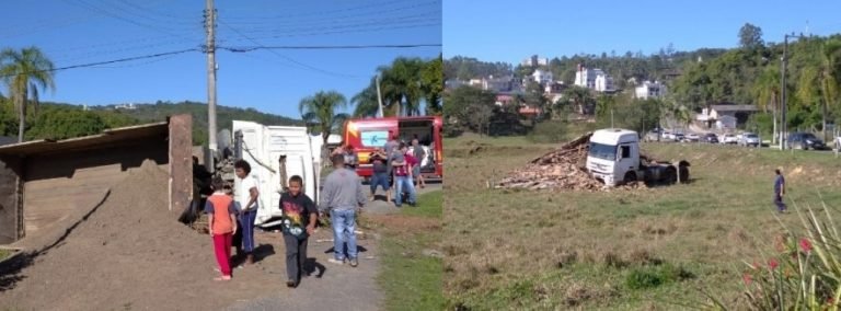 Caminhão fica sem freio e provoca acidente em Orleans