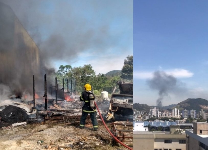 Galpão é atingido por incêndio hoje (25) em Tubarão OFICIAL - Copia