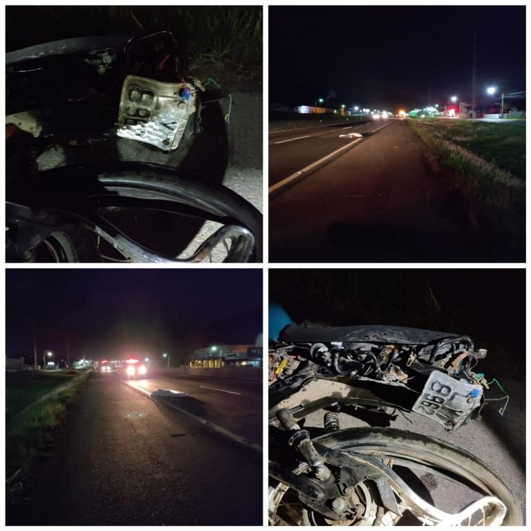 Mulher de 42 anos morre em colisão entre carro e moto na BR 101 em Tubarão Mulher de 42 anos morre em colisão entre carro e moto na BR 101 em Tubarão