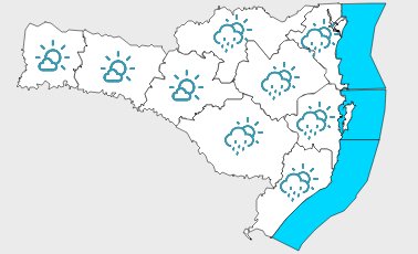 Semana termina com variação de nuvens e chuva isolada em Santa Catarina