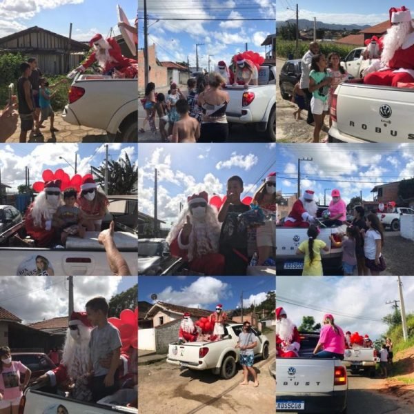 foto 1 #Pracegover Foto: há várias imagens de entregas de presentes para crianças