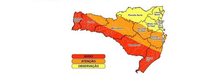 Sábado tem alerta de tempestades em SC; Litoral Sul e Oeste podem ser mais atingidos Sábado tem alerta de tempestades em SC; Litoral Sul e Oeste podem ser mais atingidos