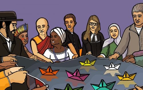 intolerância #Pracegover Foto: na imagem há diversas pessoas representando as denominações religiosas e doutrinas