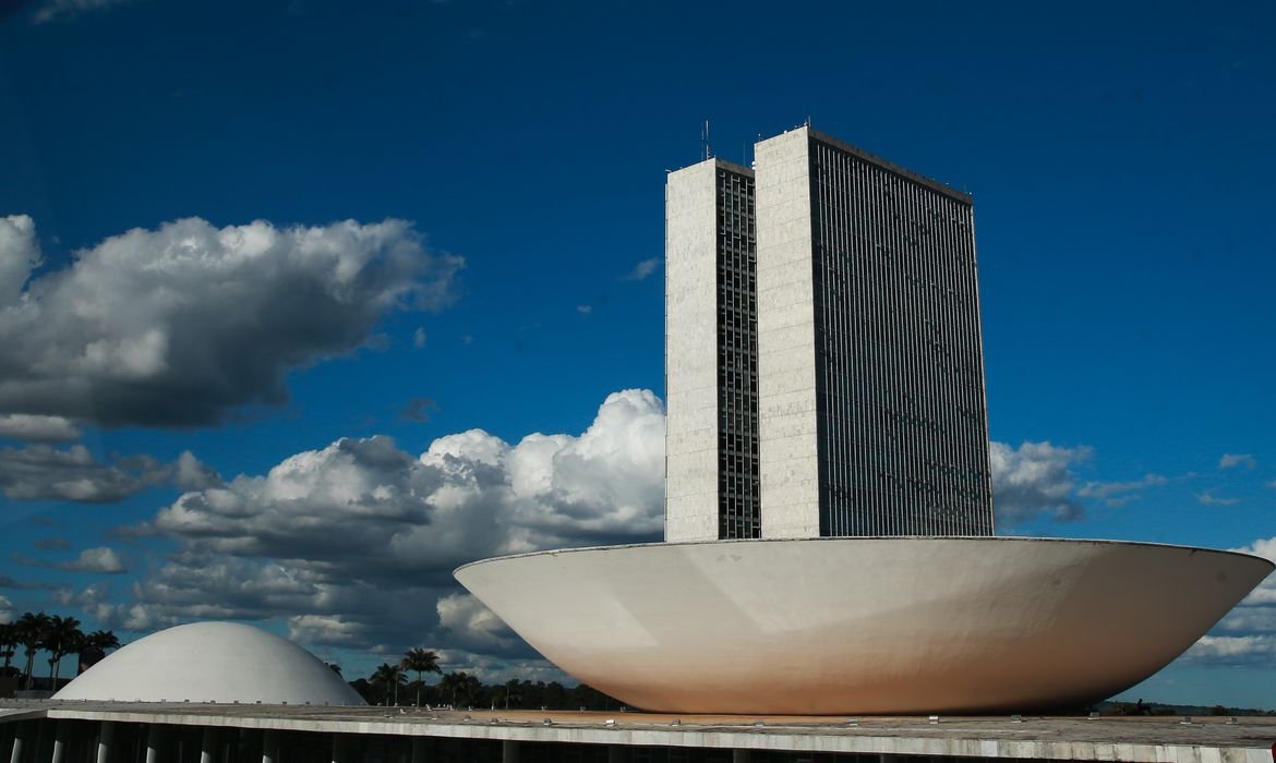 monumentos #Pracegover Foto: A cúpula menor, voltada para baixo, abriga o Plenário do Senado Federal. A cúpula maior, voltada para cima, abriga o Plenário da Câmara dos Deputados