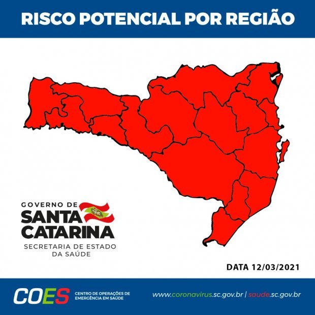 matriz #Pracegover Foto: na imagem há o mapa de SC em vermelho