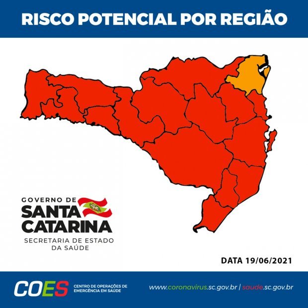 Matriz de Risco aponta 15 regiões em nível gravíssimo para Covid-19 em SC