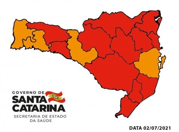 Quatro regiões de Santa Catarina foram classificadas no patamar Grave no painel de risco Covid-19