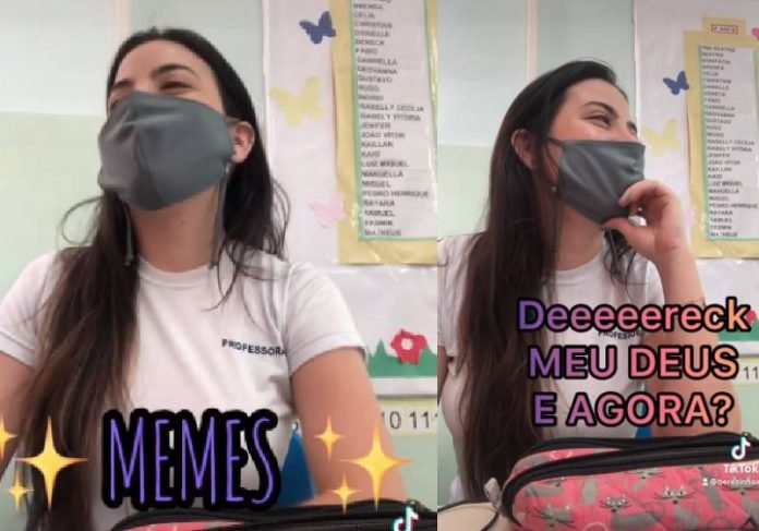 Professora usa memes na chamada e bate 11 milhões no TikTok Professora usa memes na chamada e bate 11 milhões no TikTok