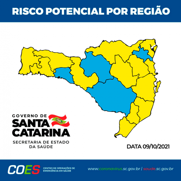 matriz_de_risco #Pracegover foto? na imagem há o mapa de SC nas cores amarelo e azul