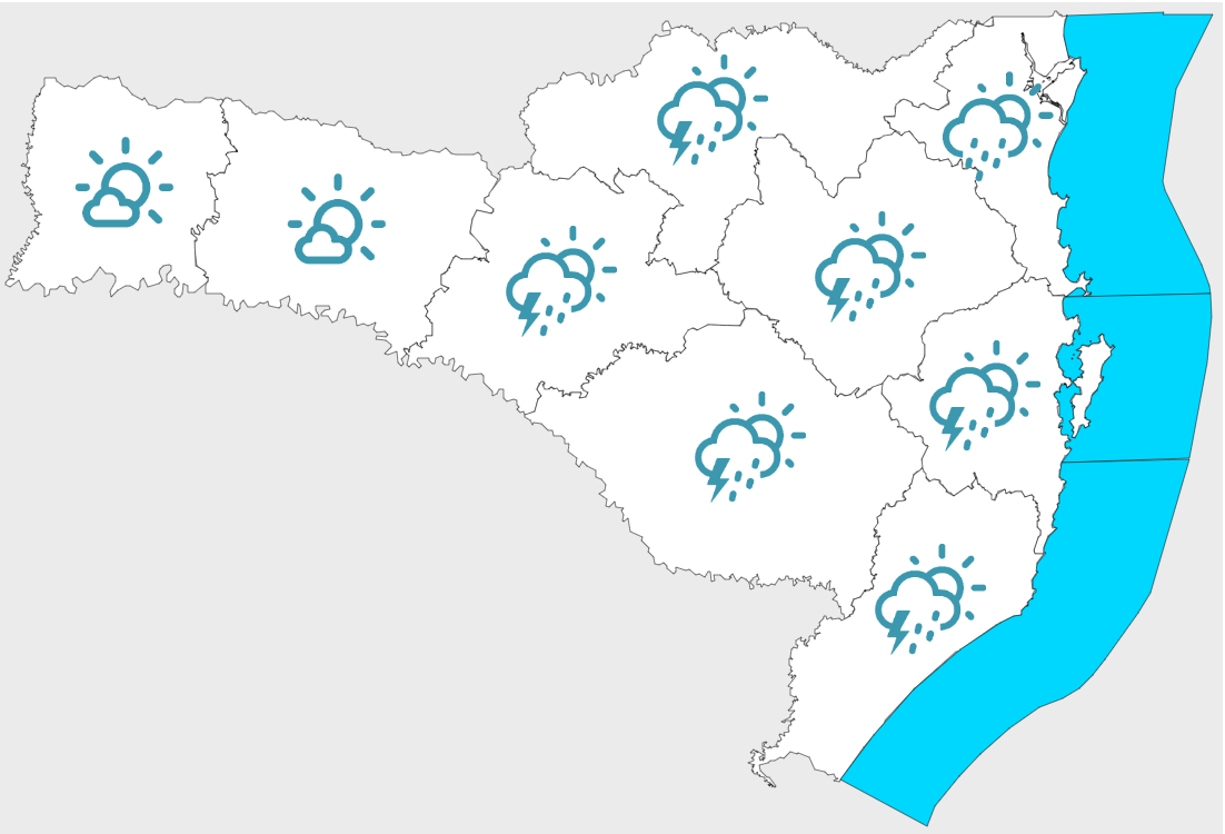 Quinta-feira será marcada por temporais em isolados em Santa Catarina