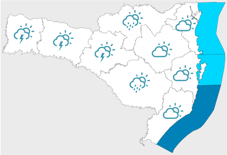 Domingo inicia com sol e poucas nuvens em grande parte de Santa Catarina