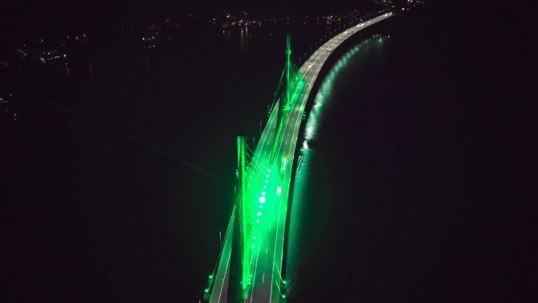 Ponte Anita Garibaldi tem iluminação verde pelo Dia Mundial do Meio Ambiente