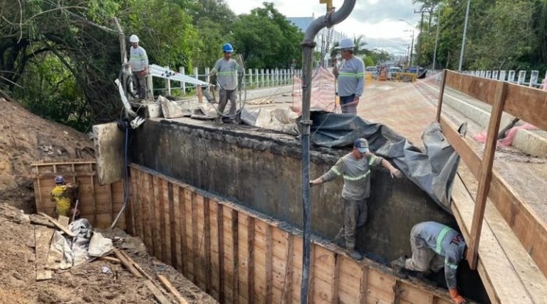 Inicia a concretagem das cortinas de contenção nas cabeceiras da ponte do bairro Santo André