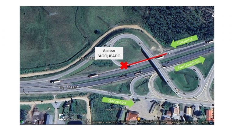 Obras na BR-101Sul bloqueiam temporariamente acesso a Garopaba