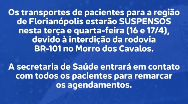Suspensão de transportes para tratamento fora de domicílio (TFD) devido a queda de barreira na BR-101