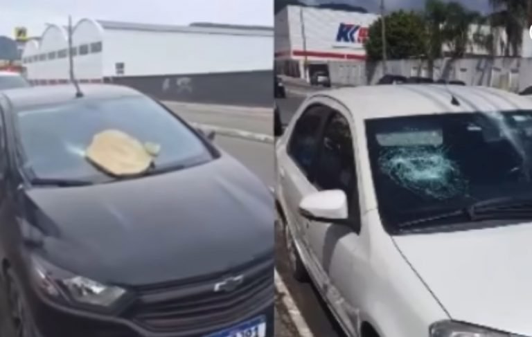 Carros são vandalizados em avenida de Tubarão: vidros quebrados e danos