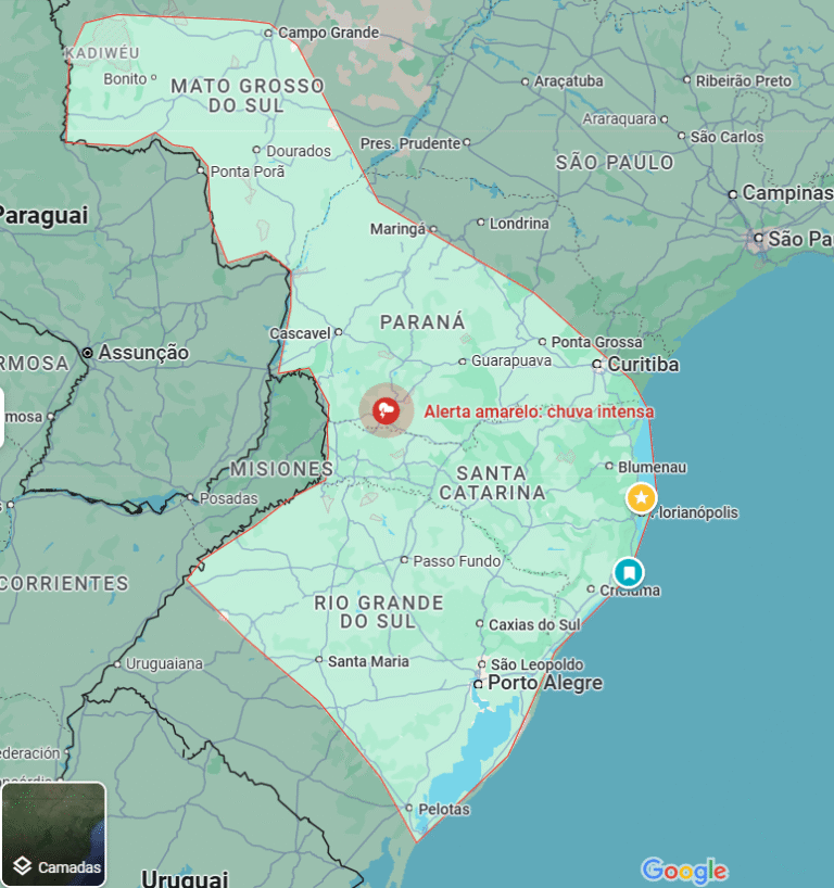 Frente fria provoca temporais em Santa Catarina neste fim de semana