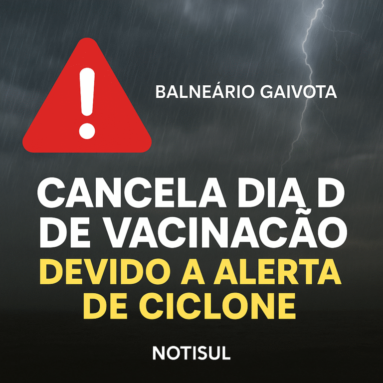 Balneário Gaivota cancela Dia D de Vacinação devido a alerta de ciclone