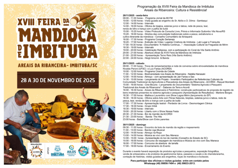 Imbituba promove XVIII Feira da Mandioca e celebra tradição dos Areais da Ribanceira