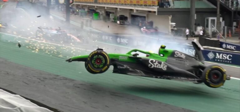 Gabriel Bortoleto sai ileso de forte acidente no GP do Brasil, em São Paulo