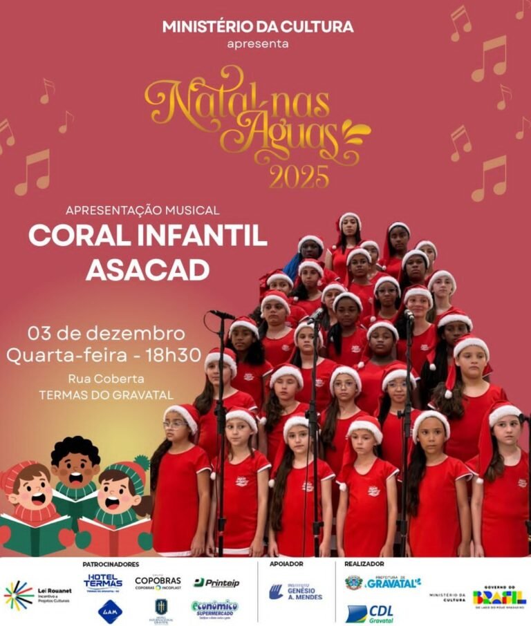 Coral Infantil da Asacad fará apresentação especial no Natal nas Águas em Termas do Gravatal