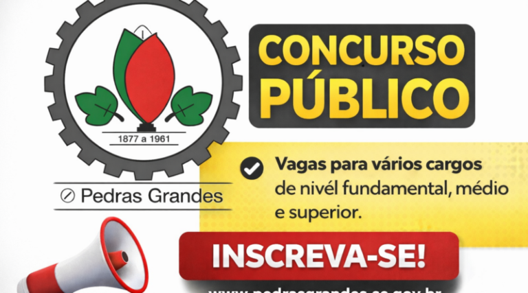Pedras Grandes publica edital de concurso público com prova em fevereiro