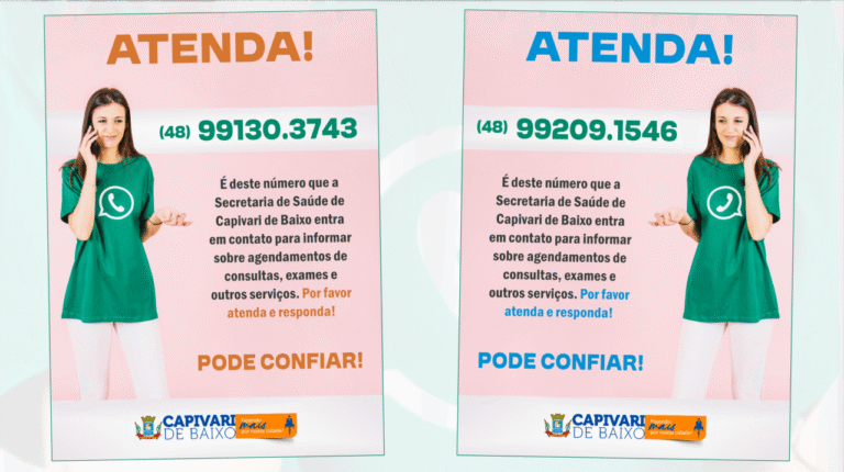 Saúde de Capivari de Baixo reforça uso do WhatsApp para avisos de consultas e exames