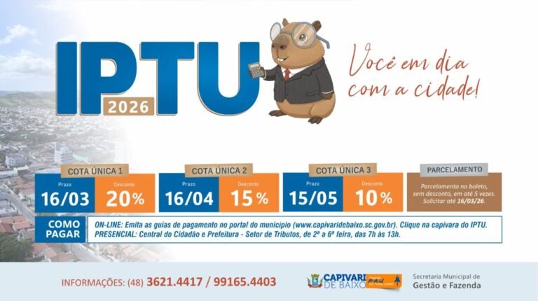 IPTU 2026 de Capivari de Baixo