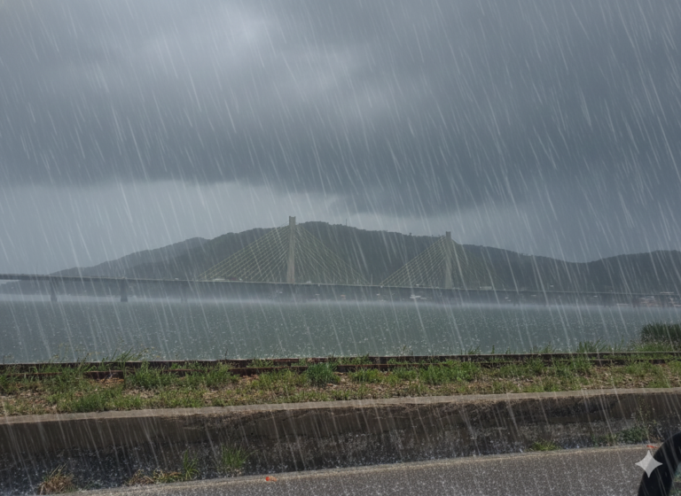 chuva na Ponte de Laguna