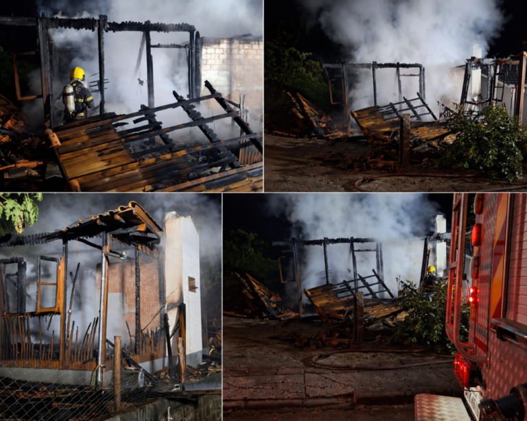 Incêndio em Rio Fortuna destrói casa no Centro durante a madrugada