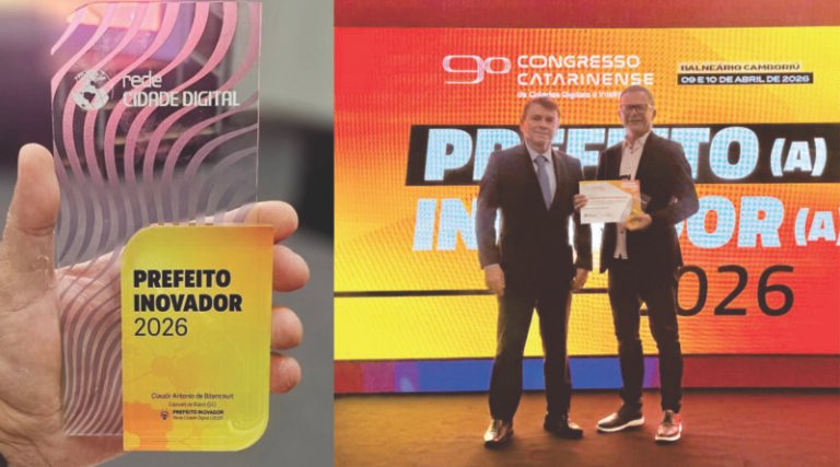 Prefeito de Capivari de Baixo recebe prêmio por uso de drones no combate à dengue