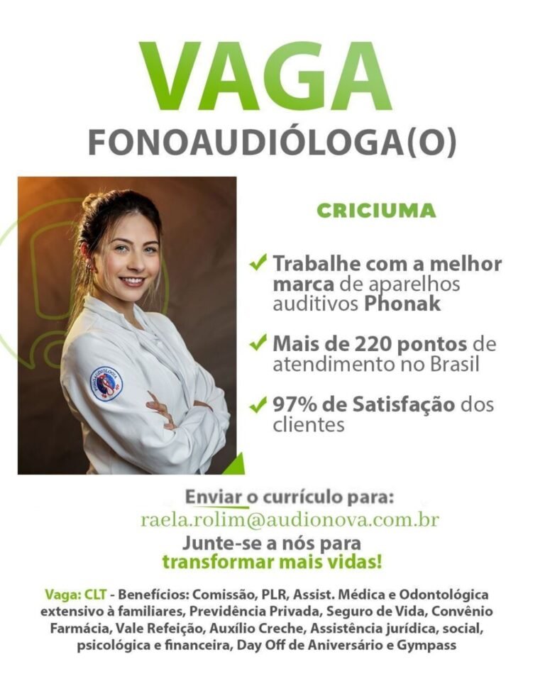 Empresa abre vaga para fonoaudiólogo em Criciúma com benefícios