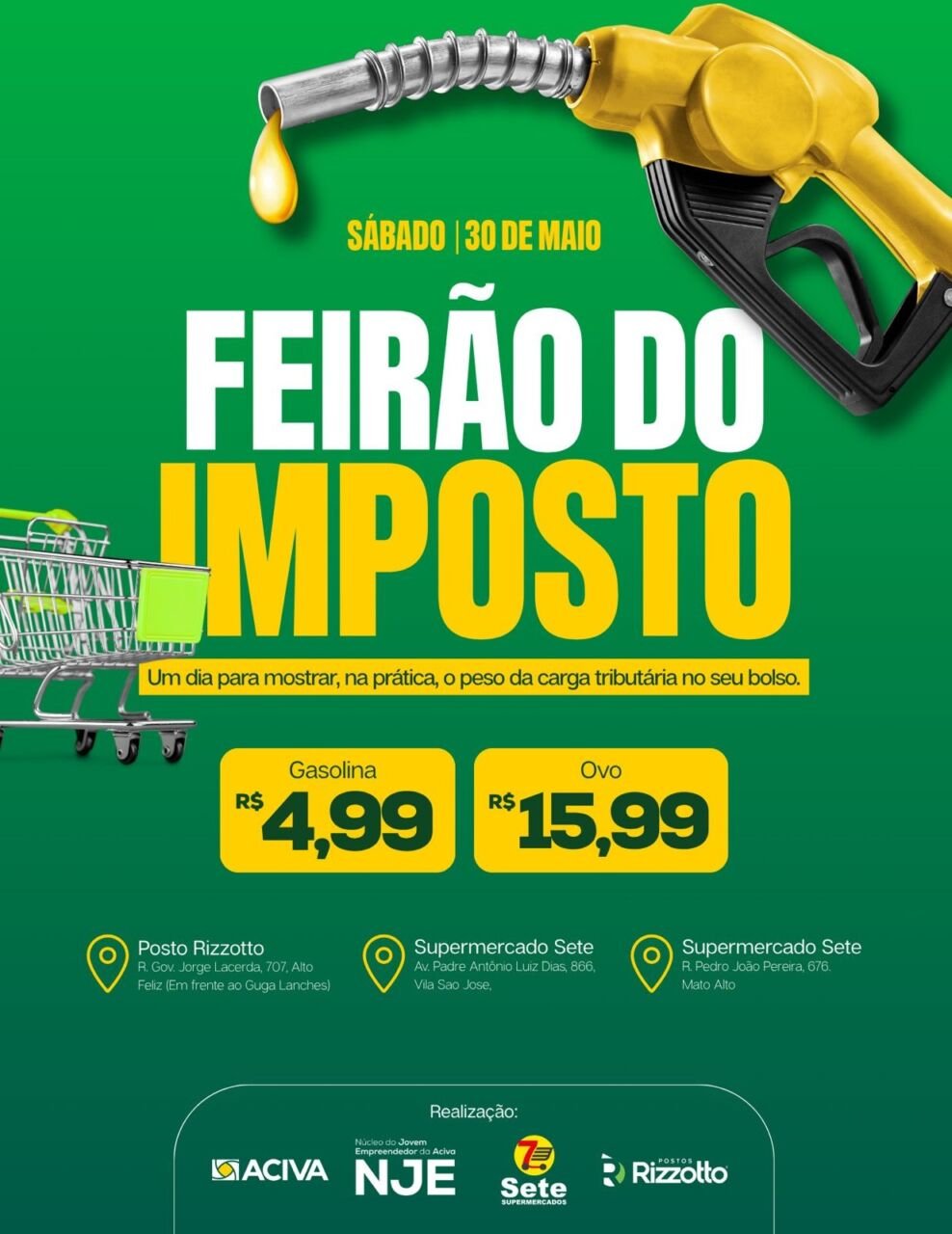 Feirão do Imposto terá gasolina a R$ 4,99 em Araranguá a Feirão do Imposto Araranguá