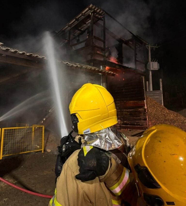 Incêndio em madeireira mobiliza bombeiros em São Martinho