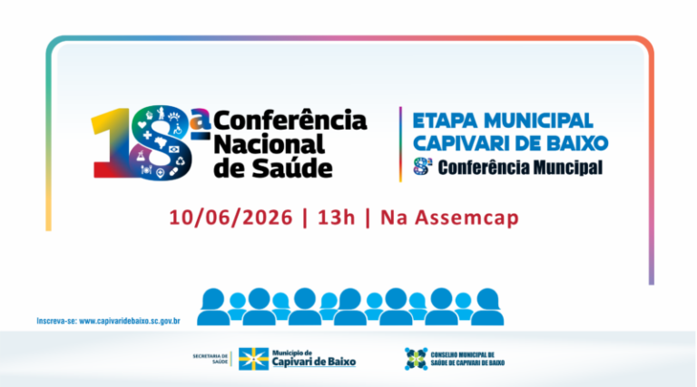 Capivari de Baixo promove 8ª Conferência Municipal de Saúde no dia 10 de junho