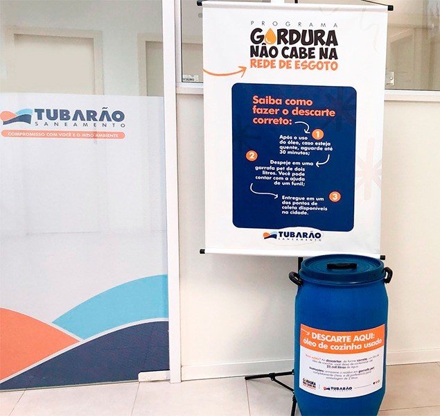 Programa da Tubarão Saneamento já recolheu 118 litros de óleo de cozinha usado