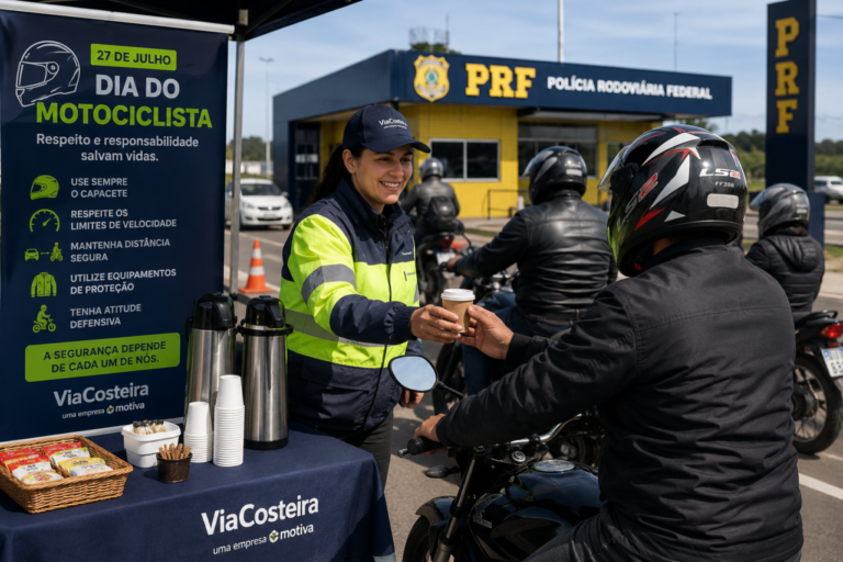 ViaCosteira promove ação educativa no Dia do Motociclista em Tubarão