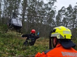 Jovem ferido por motosserra é resgatado em área de mata em Rio Fortuna resgate em Rio Fortuna