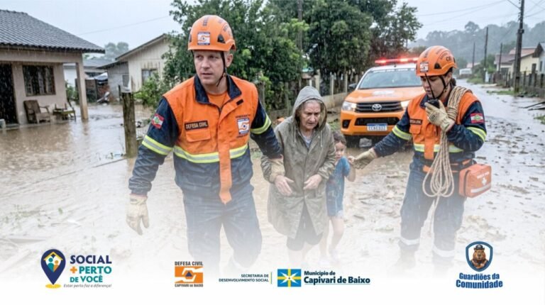 Capivari de Baixo prepara moradores para agir em emergências climáticas